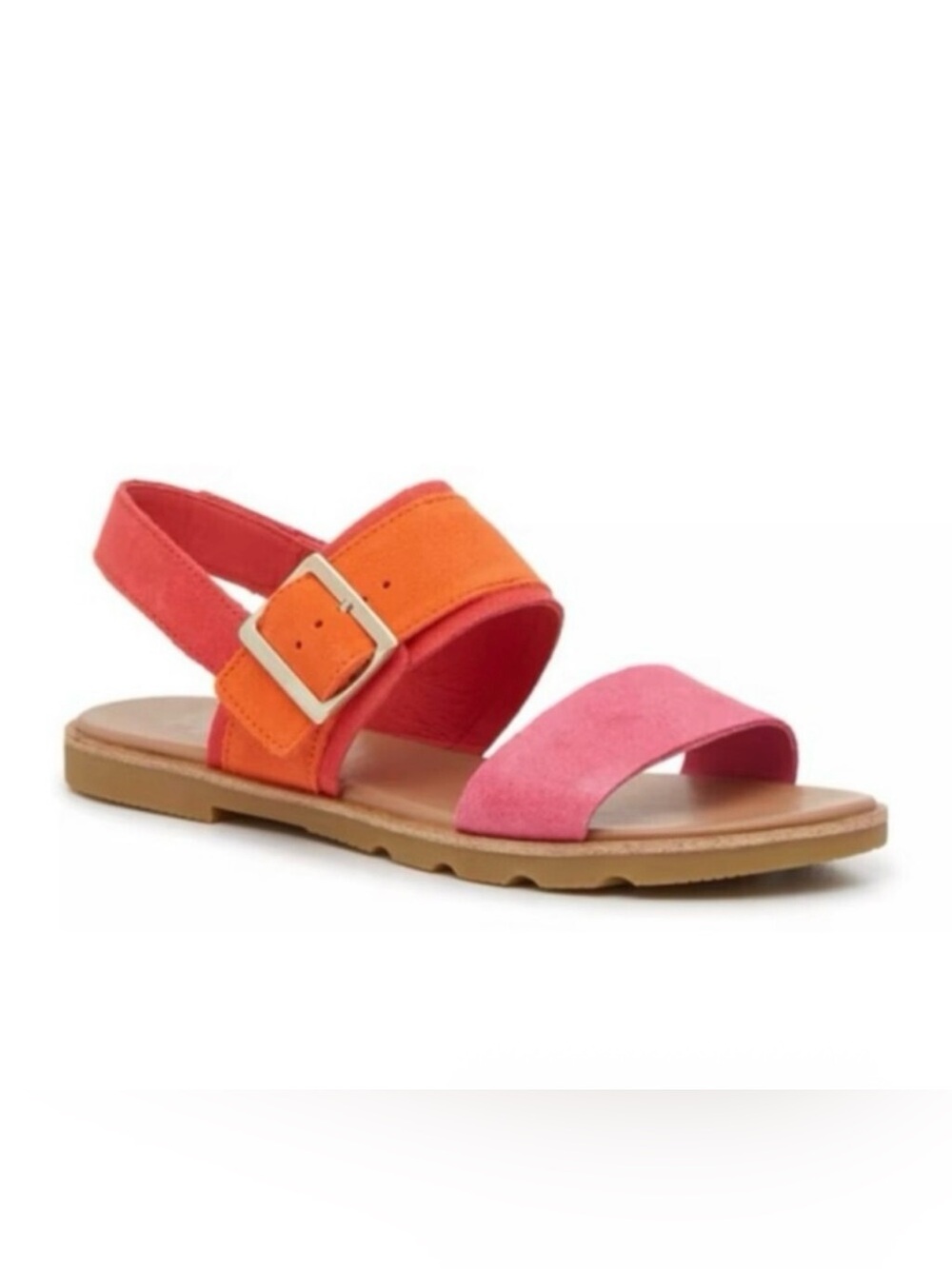 Sorel Ella lll Sandals Pink Orange Leather Size 8.5